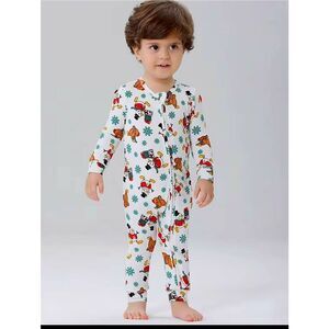 NWT EASWEET BOYS ONE PIECE FOOTLESS ZIPPERED SNOWMAN PAJAMAS